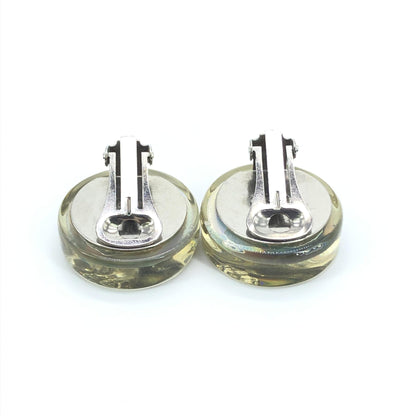 Chanel Vintage Holographic Logo Clip-On Earrings