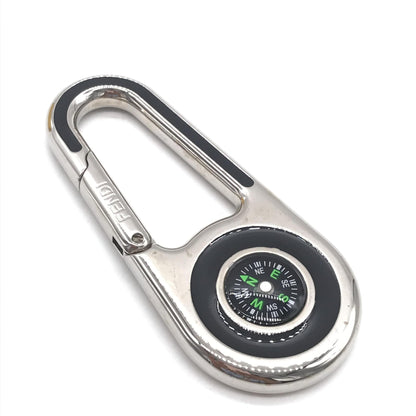 Fendi Silver Metal Compass Charm Keychain