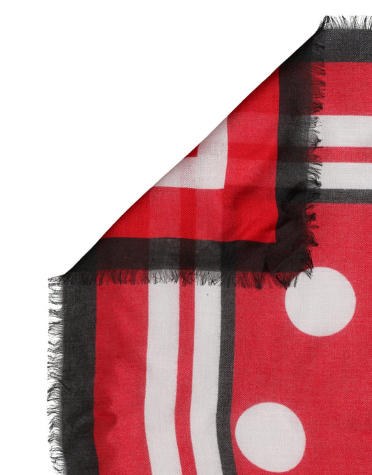 Dolce & Gabbana Red Polka Dot Print Square Stole 130cm x 130cm Scarf