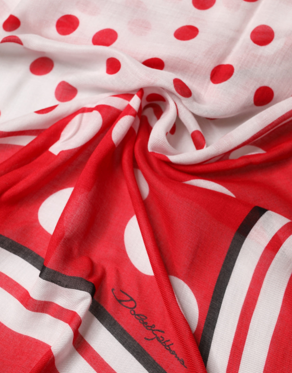 Dolce & Gabbana roter Schal mit Tupfenmuster, 130 cm x 130 cm