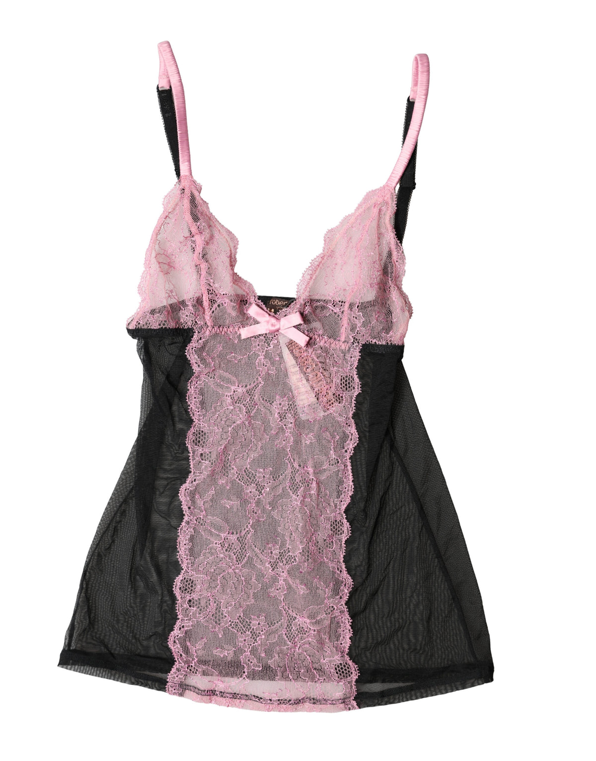 Roberto Cavalli Black Pink Floral Lace Lingerie Top Underwear