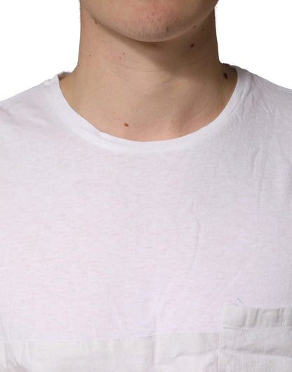 Bottega Veneta White 100% Cotton Plain Round Neck Men Shirt T-shirt