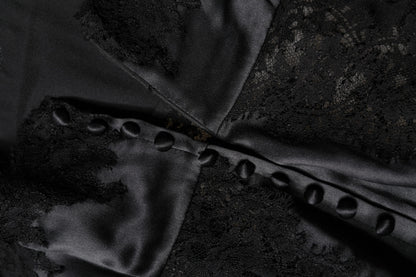 Dolce & Gabbana Black Silk Lace Trim Lingerie Top Underwear