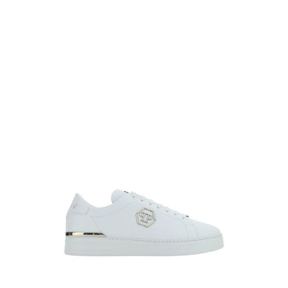 Philipp Plein White Calf Leather Bos Taurus Low Top Sneakers