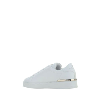 Philipp Plein White Calf Leather Bos Taurus Low Top Sneakers