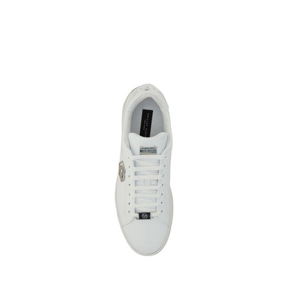 Philipp Plein White Calf Leather Bos Taurus Low Top Sneakers