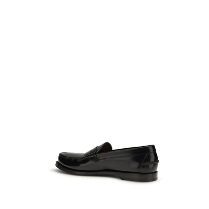 Prada Black Calf Leather Bos Taurus Slip-On Loafers