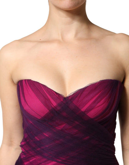 Dolce & Gabbana Pink Black Strapless Sheath Mermaid  Dress