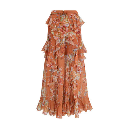 Zimmermann Orange Cotton Long Skirt