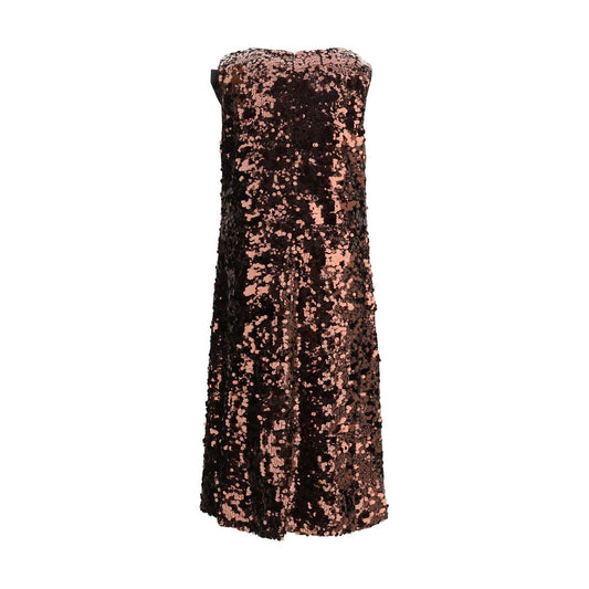 Ganni Brown Recycled Polyester Cocktail Dress