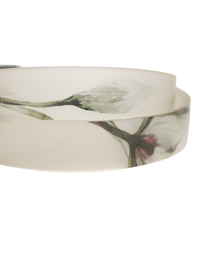 Dolce & Gabbana Men White Floral PVC Silver Metal Buckle Belt