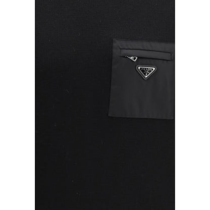 Prada Black Fleece Wool Sweatshirt
