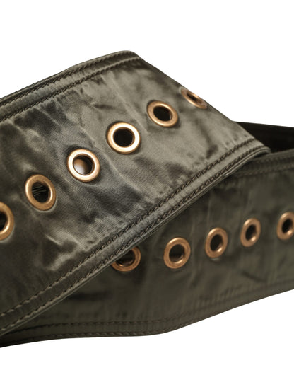 Dolce & Gabbana Men Black Wide Leather DG Metal Buckle Belt