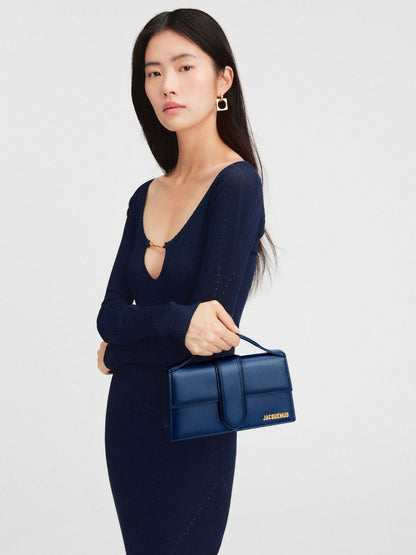 Jacquemus Dark NavyLeather Le Grand Bambino Handbag