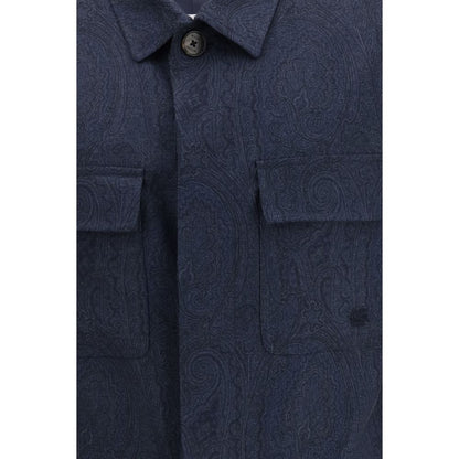 Etro Blue Wool Oves Aries Jacket