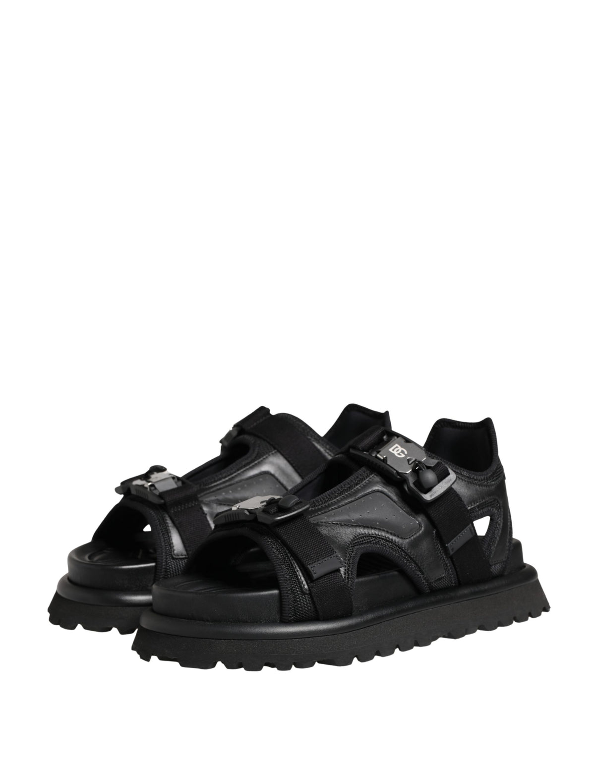 Dolce & Gabbana Schwarze Herren-Chunky-Sandalen mit Logo-Detail