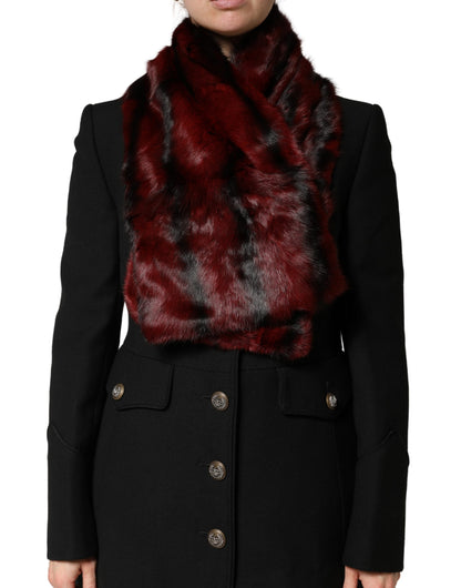 Dolce &amp; Gabbana – Schal mit Pelz-Streifen in Schwarz und Rot