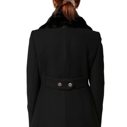 Dolce &amp; Gabbana Schwarzer Pelzschal Halswickel-Kragenschal