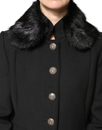 Dolce &amp; Gabbana Schwarzer Pelzschal Halswickel-Kragenschal
