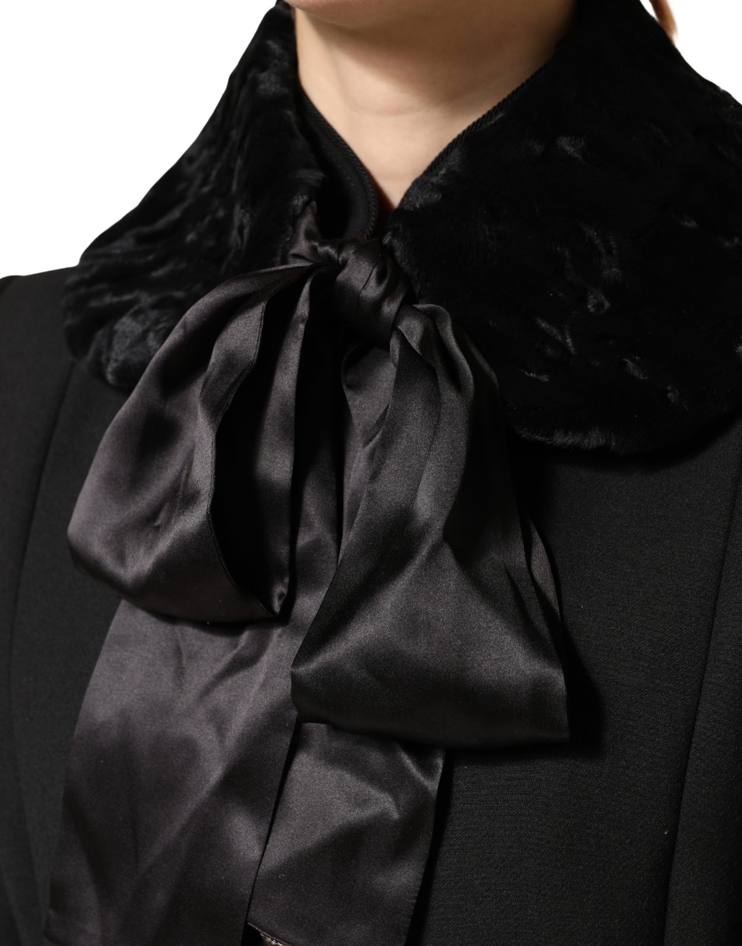 Dolce &amp; Gabbana Schwarzer Lammfell-Halswärmer für Damen, Winterschal