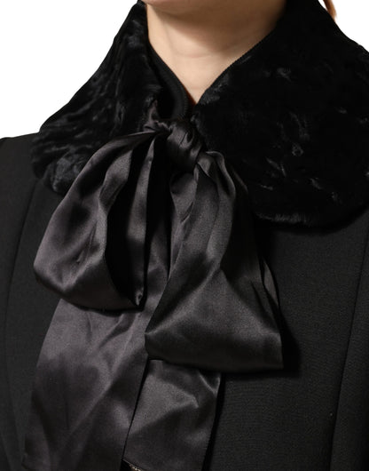 Dolce &amp; Gabbana Schwarzer Lammfell-Halswärmer für Damen, Winterschal