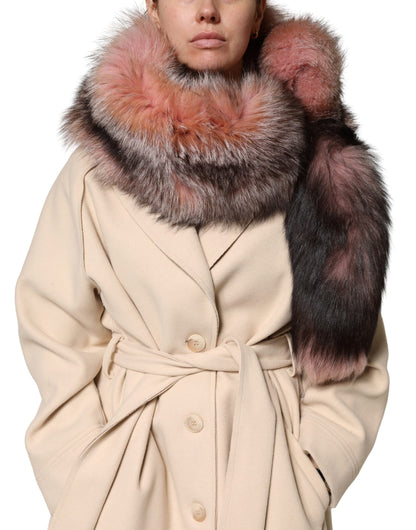 Dolce &amp; Gabbana Pink Frost Fuchspelz Halswärmer Winterschal