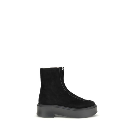 The Row Black Calf Leather Bos Taurus Lace-Up Boots