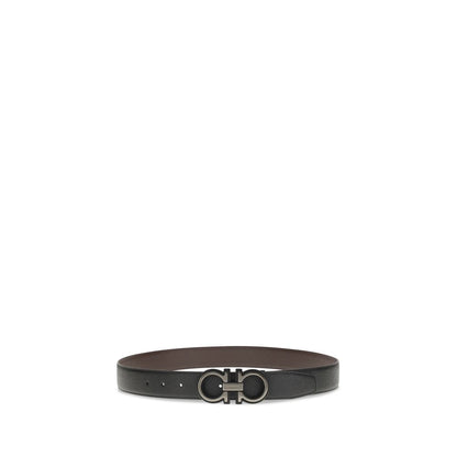 Ferragamo Black Calf Leather Bos Taurus Regular Belt