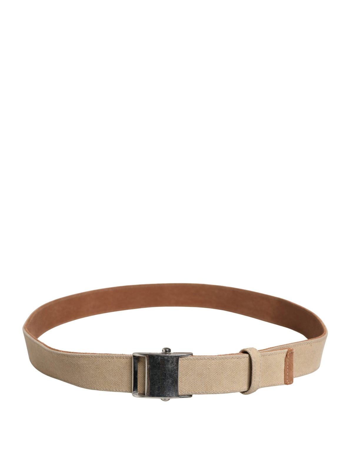 GF Ferre Herren Gürtel Beige Leinen Silber Metallschnalle