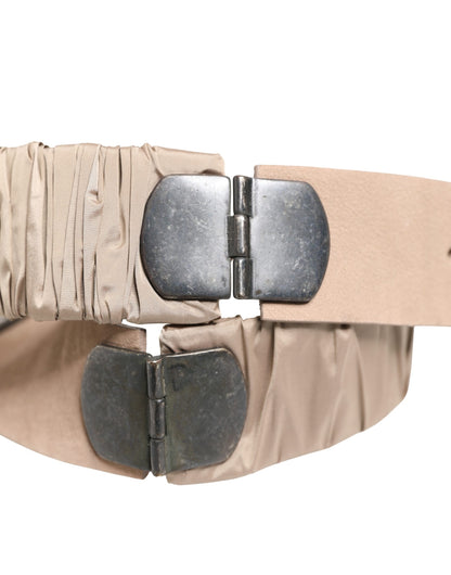 GF Ferre Women Beige Polyester Silver Metal Buckle Waist Belt