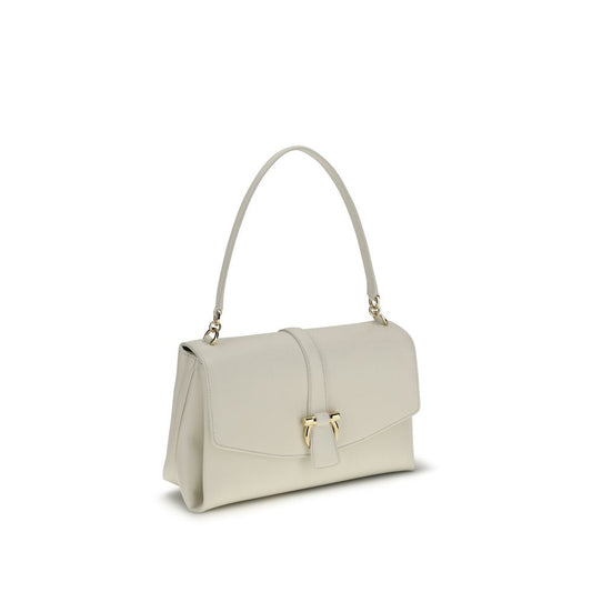 Ferragamo White Calf Leather Bos Taurus Shoulder Bag