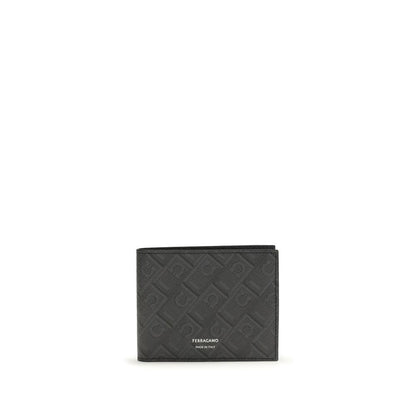 Ferragamo Black Calf Leather Bos Taurus Wallet