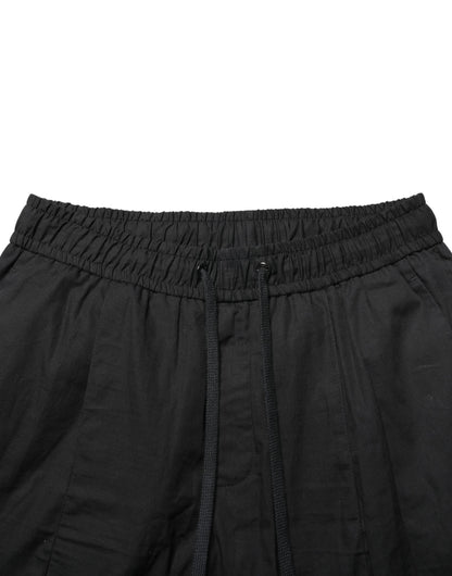 Dolce & Gabbana Black Cotton Skinny Men Jogger Trouser Pants