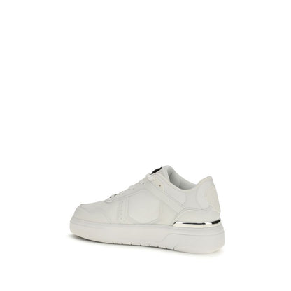 Philipp Plein White Calf Leather Bos Taurus Athletic Sneakers