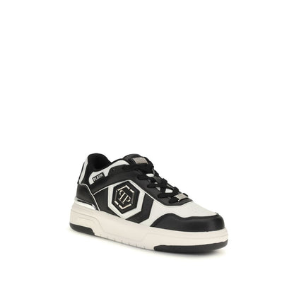 Philipp Plein Black Calf Leather Bos Taurus Athletic Sneakers