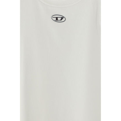 Diesel White Cotton Sleeveles T-Shirt