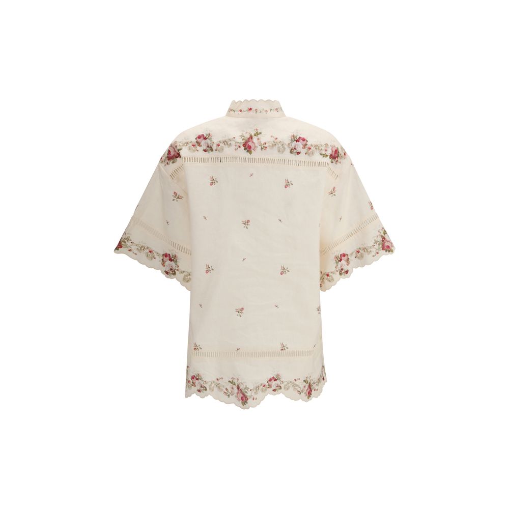 Zimmermann Beige Linen Pattern Shirt