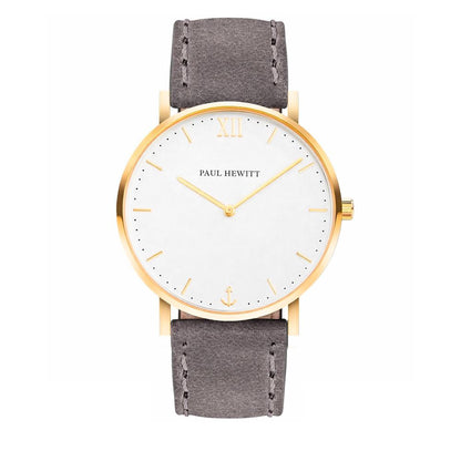 PAUL HEWITT Gray Leather Dress Watch