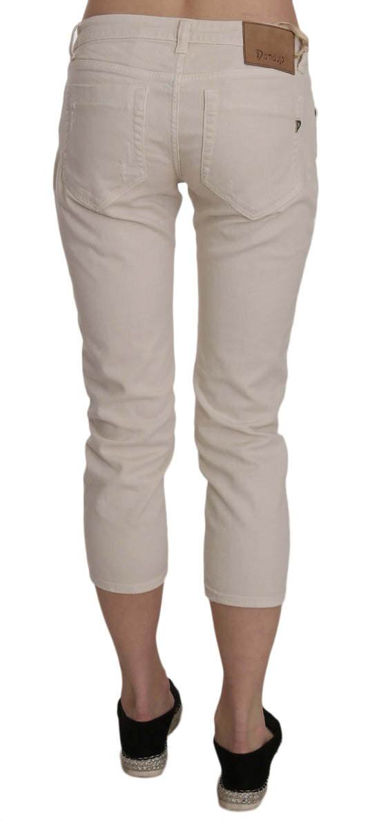 Dondup – Enge Capri-Jeans aus Baumwollstretch in Beige mit niedriger Taille