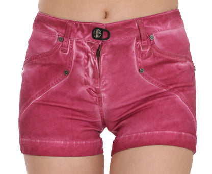 PLEIN SUD – Mini-Jeansshorts aus Baumwolle mit mittlerer Taille in Rosa