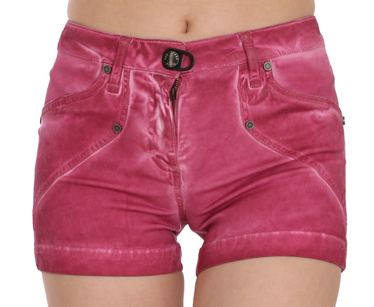 PLEIN SUD – Mini-Jeansshorts aus Baumwolle mit mittlerer Taille in Rosa