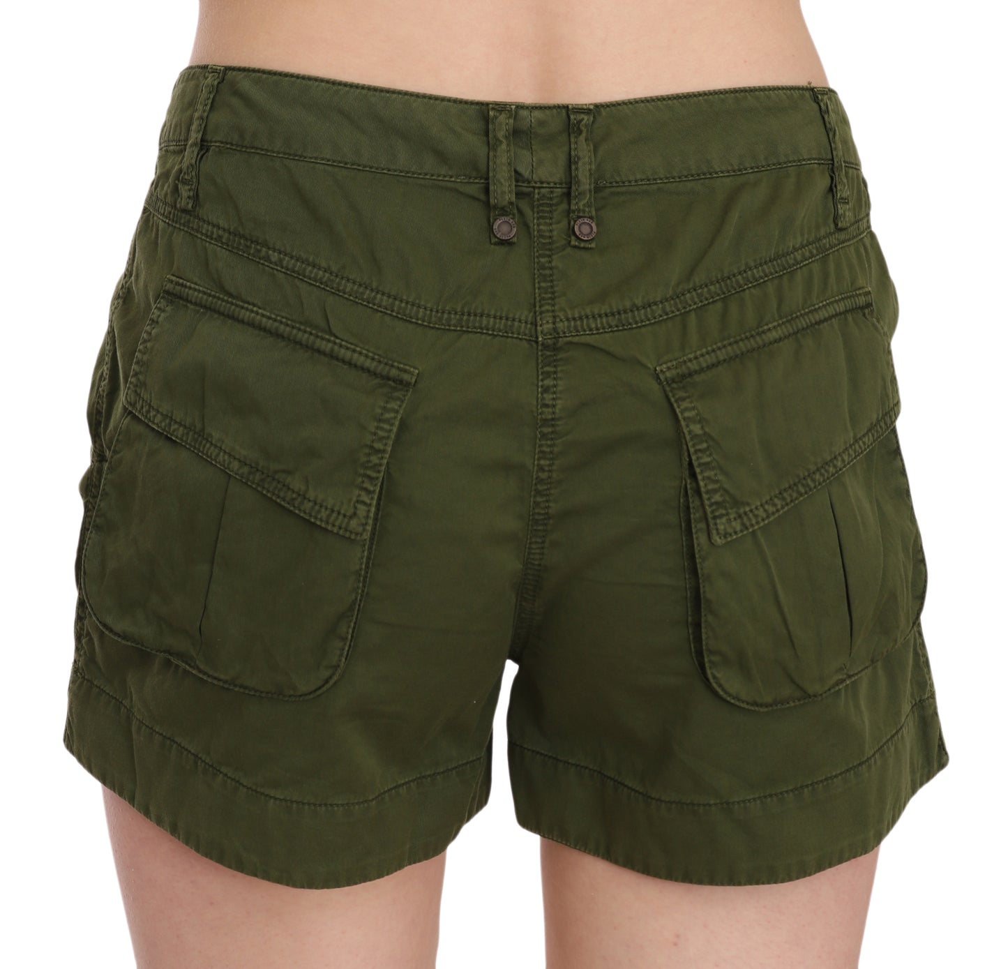 PLEIN SUD – Grüne Mini-Shorts mit mittlerer Taille, 100 % Baumwolle