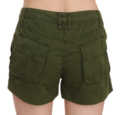 PLEIN SUD – Grüne Mini-Shorts mit mittlerer Taille, 100 % Baumwolle