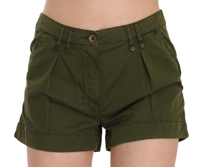PLEIN SUD – Grüne Mini-Shorts mit mittlerer Taille, 100 % Baumwolle