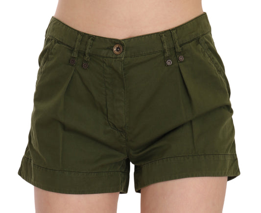 PLEIN SUD – Grüne Mini-Shorts mit mittlerer Taille, 100 % Baumwolle