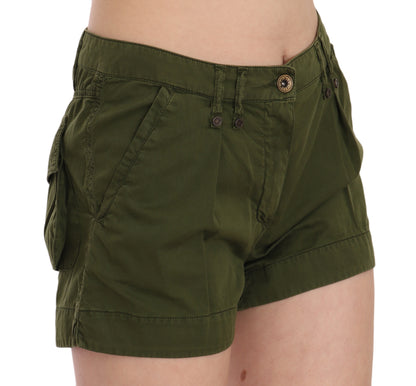 PLEIN SUD – Grüne Mini-Shorts mit mittlerer Taille, 100 % Baumwolle