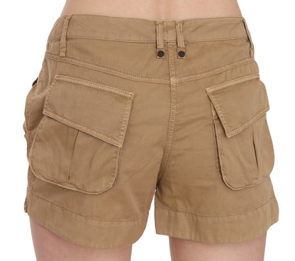 PLEIN SUD – Braune Mini-Shorts mit mittlerer Taille aus 100 % Baumwolle