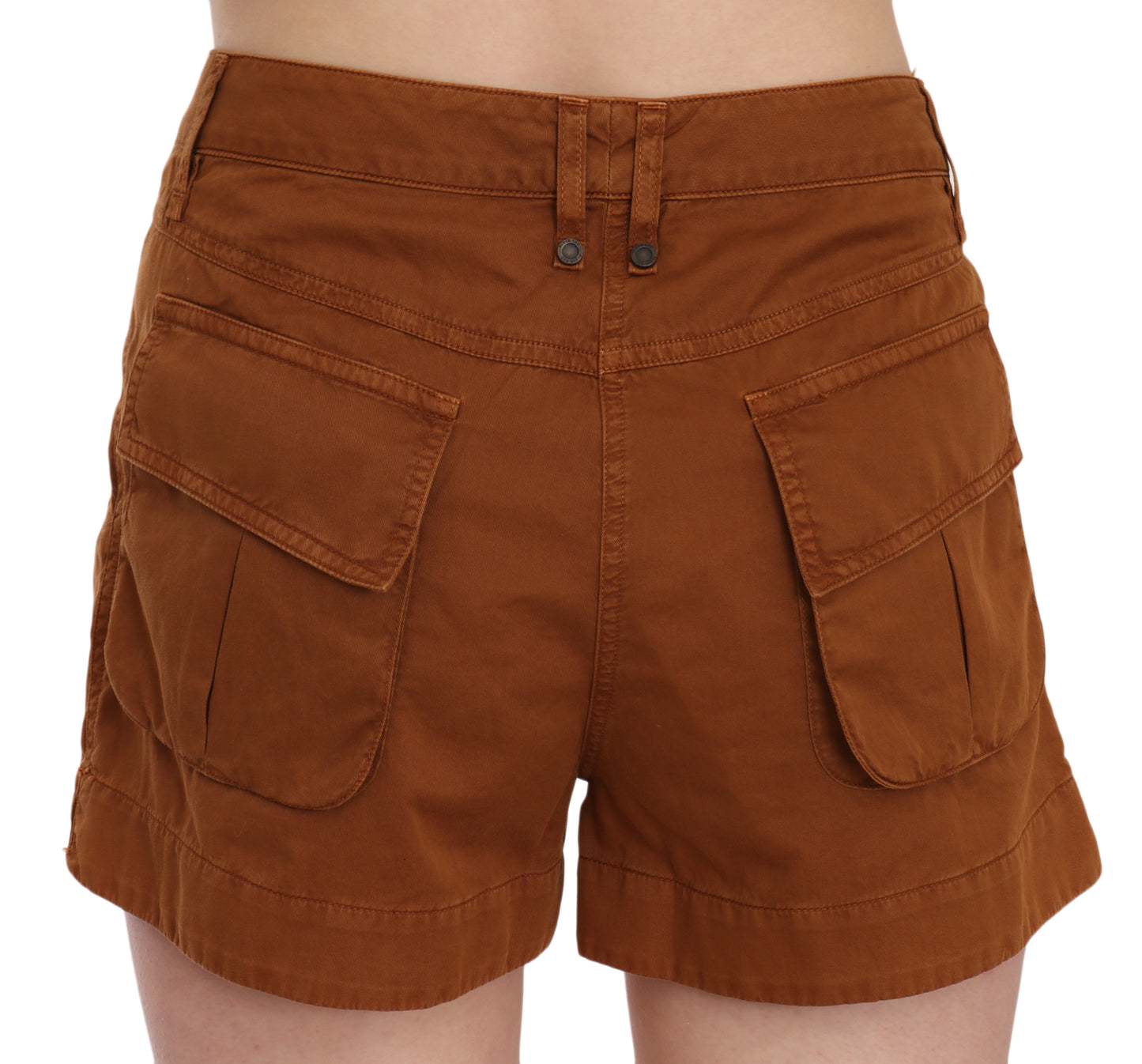 PLEIN SUD – Braune Mini-Shorts aus Baumwoll-Jeansstoff mit mittlerer Taille