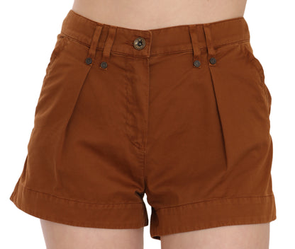 PLEIN SUD – Braune Mini-Shorts aus Baumwoll-Jeansstoff mit mittlerer Taille