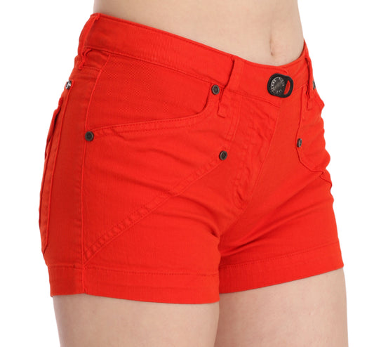 PLEIN SUD Orangefarbener Mini-Baumwolldenim mit mittlerer Taille